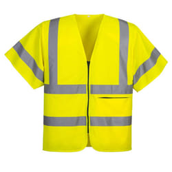 Portwest Mens Band & Brace Zip Front Short-Sleeved Hi-Vis Vest - S, Yellow