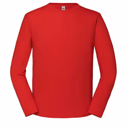 Fruit of the Loom Mens Iconic Long-Sleeved T-Shirt - S, Red