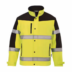 Portwest Mens Contrast Softshell Hi-Vis Coat - XXL, Yellow/Black