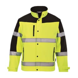 Portwest Mens Contrast Softshell Hi-Vis Coat - 3XL, Yellow/Black