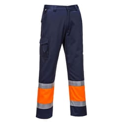 Portwest Mens Contrast Hi-Vis Work Trousers - XL R, Orange/Navy