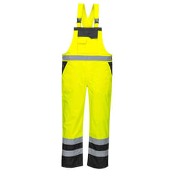 Portwest Mens Rain Contrast Hi-Vis Bib And Brace Overall - XXL, Yellow/Black