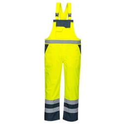 Portwest Mens Rain Contrast Hi-Vis Bib And Brace Overall - XL, Yellow/Navy