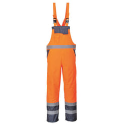 Portwest Mens Rain Contrast Hi-Vis Safety Bib And Brace Overall - 4XL, Orange/Navy