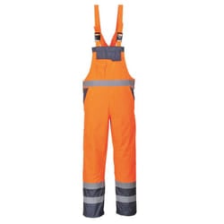 Portwest Mens Rain Contrast Hi-Vis Safety Bib And Brace Overall - L, Orange/Navy
