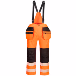 Portwest Mens PW3 Waterproof Hi-Vis Safety Bib And Brace Trouser - 32R, Orange/Black