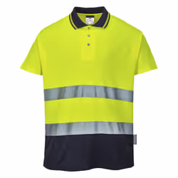 Portwest Mens Contrast Hi-Vis Comfort Polo Shirt - L, Yellow/Navy