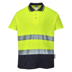 Portwest Mens Contrast Hi-Vis Comfort Polo Shirt - L, Yellow/Navy
