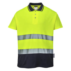 Portwest Mens Contrast Hi-Vis Comfort Polo Shirt - S, Yellow/Navy