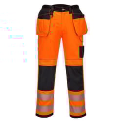 Portwest Mens PW3 Hi-Vis Holster Pocket Safety Work Trousers - 40S, Orange/Black