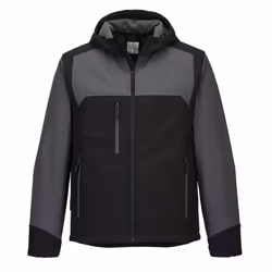 Portwest Mens KX3 Contrast Hooded Soft Shell Jacket - L, Black/Grey