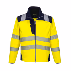 Portwest Mens PW3 Softshell Hi-Vis Jacket - S, Yellow/Navy