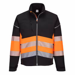 Portwest Mens PW3 Hi-Vis 3 Layer Class 1 Soft Shell Jacket - S, Black/Orange