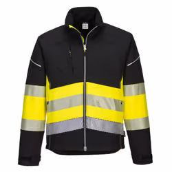 Portwest Mens PW3 Hi-Vis 3 Layer Class 1 Soft Shell Jacket - M, Black/Yellow