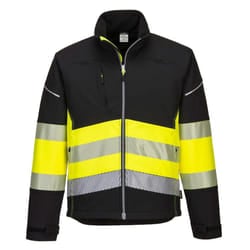 Portwest Mens PW3 Hi-Vis 3 Layer Class 1 Soft Shell Jacket - M, Black/Yellow