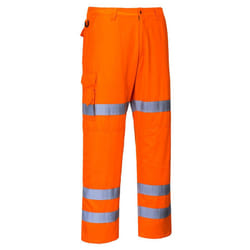 Portwest Mens Triple Band Hi-Vis Work Trousers - L, Orange