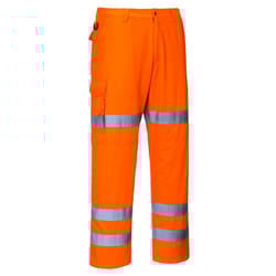 Portwest Mens Triple Band Hi-Vis Work Trousers - S, Orange
