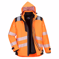 Portwest Mens PW3 3 In 1 Hi-Vis Safety Jacket - 4XL, Orange/Black