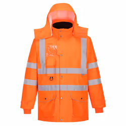 Portwest Mens Hi-Vis 7 In 1 Safety Traffic Jacket - 4XL, Orange