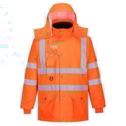 Portwest Mens Hi-Vis 7 In 1 Safety Traffic Jacket - XS, Orange