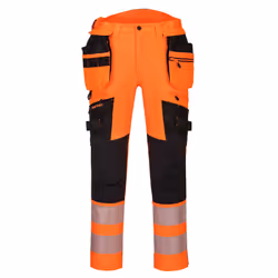 Portwest Mens DX4 Hi-Vis Detachable Holster Pocket Rail Trousers - 42R, Orange/Black