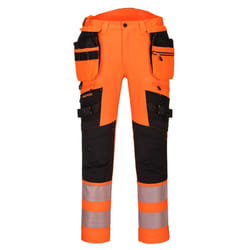 Portwest Mens DX4 Hi-Vis Detachable Holster Pocket Rail Trousers - 42R, Orange/Black