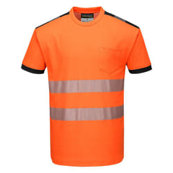 Portwest Mens Hi-Vis Safety T-Shirt - S, Orange/Black