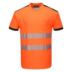 Portwest Mens Hi-Vis Safety T-Shirt - XS, Orange/Black