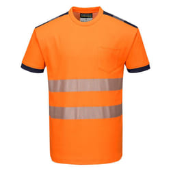 Portwest Mens Hi-Vis Safety T-Shirt - XXL, Orange/Navy
