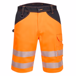 Portwest Mens PW3 Contrast Panel Hi-Vis Shorts - 33R, Orange/Black