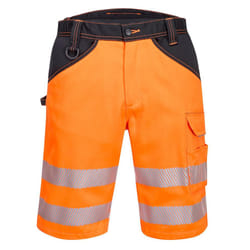 Portwest Mens PW3 Contrast Panel Hi-Vis Shorts - 33R, Orange/Black