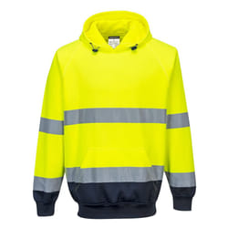 Portwest Mens B316 Contrast Hi-Vis Hoodie - 3XL, Yellow/Navy