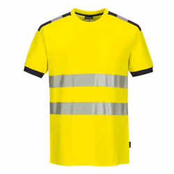 Portwest Mens PW3 Cotton Hi-Vis Comfort T-Shirt - 3XL, Yellow/Grey