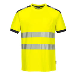 Portwest Mens PW3 Cotton Hi-Vis Comfort T-Shirt - 3XL, Yellow/Grey