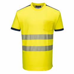 Portwest Mens PW3 Cotton Hi-Vis Comfort T-Shirt - 3XL, Yellow/Navy
