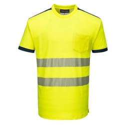 Portwest Mens PW3 Cotton Hi-Vis Comfort T-Shirt - 3XL, Yellow/Navy