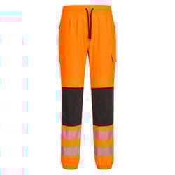 Portwest Mens KX3 Hi-Vis Flexible Safety Jogging Bottoms - L, Orange/Black