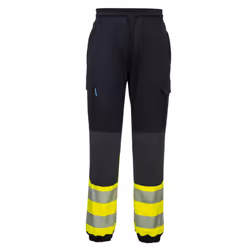 Portwest Mens KX3 Hi-Vis Flexible Jogging Bottoms - M R, Black/Yellow