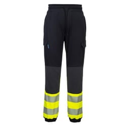 Portwest Mens KX3 Hi-Vis Flexible Jogging Bottoms - M R, Black/Yellow