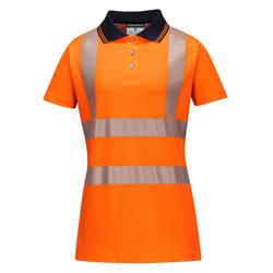 Portwest Womens/Ladies Hi-Vis Cotton Safety Polo Shirt - M, Orange/Black