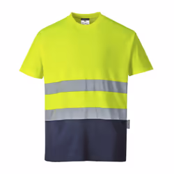 Portwest Mens Contrast Hi-Vis Comfort T-Shirt - XL, Yellow/Navy