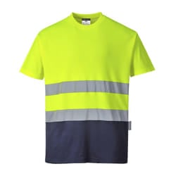 Portwest Mens Contrast Hi-Vis Comfort T-Shirt - M, Yellow/Navy