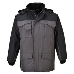 Portwest Mens Parka - M, Black/Grey