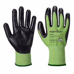 Portwest Unisex Adult A645 Nitrile Foam Safety Gloves - XS, Green/Black