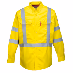 Portwest Mens Bizflame Hi-Vis Flame Resistant Shirt - M, Yellow