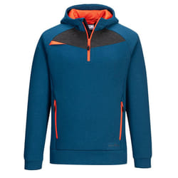 Portwest Mens DX4 Quarter Zip Hoodie - 3XL, Metro Blue
