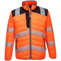 Portwest Mens PW3 Hi-Vis Safety Padded Jacket - S, Orange/Black