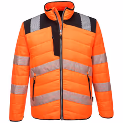 Portwest Mens PW3 Hi-Vis Safety Padded Jacket - XXL, Orange/Black