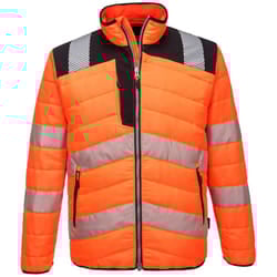 Portwest Mens PW3 Hi-Vis Safety Padded Jacket - XXL, Orange/Black