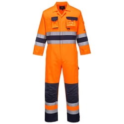 Portwest Mens Nantes Contrast Hi-Vis Work Overalls - M R, Orange/Navy